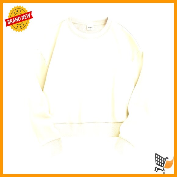 Tops - Oversized Cropped Sweatshirt Cotton Polyester Long Sleeve Crewneck Pullover Y2K